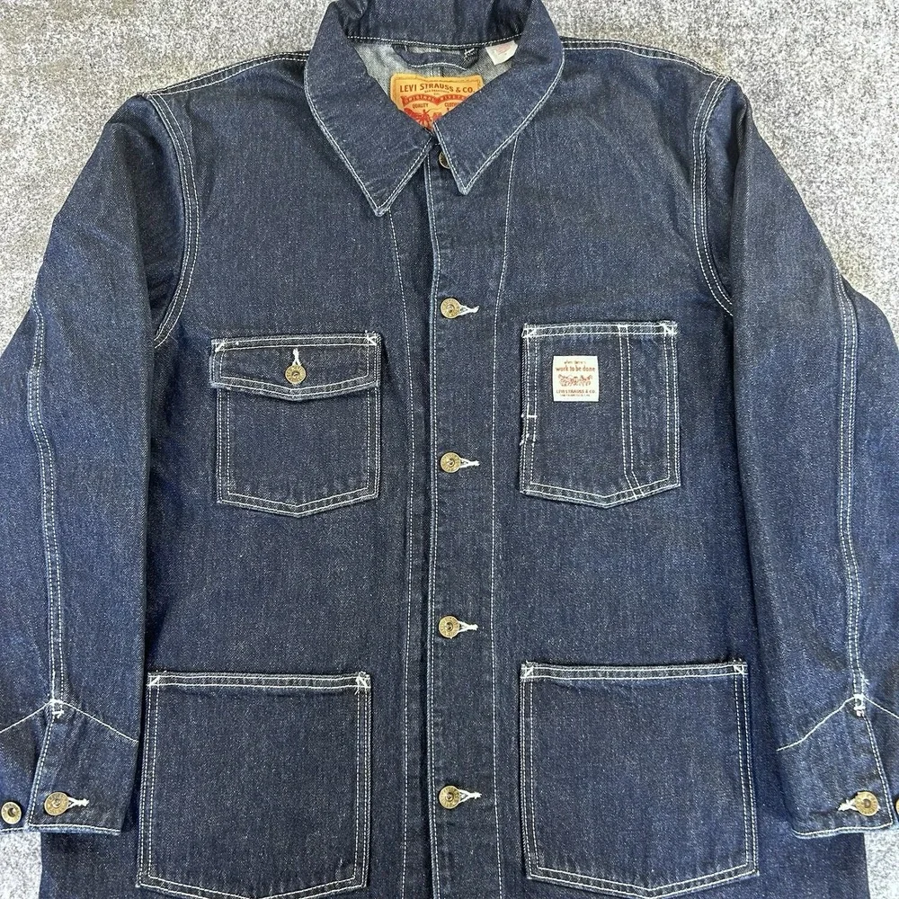 Levi's Berkeley Chore Coat Denim Jacket Men's L Relaxed Cotton Dark Wash